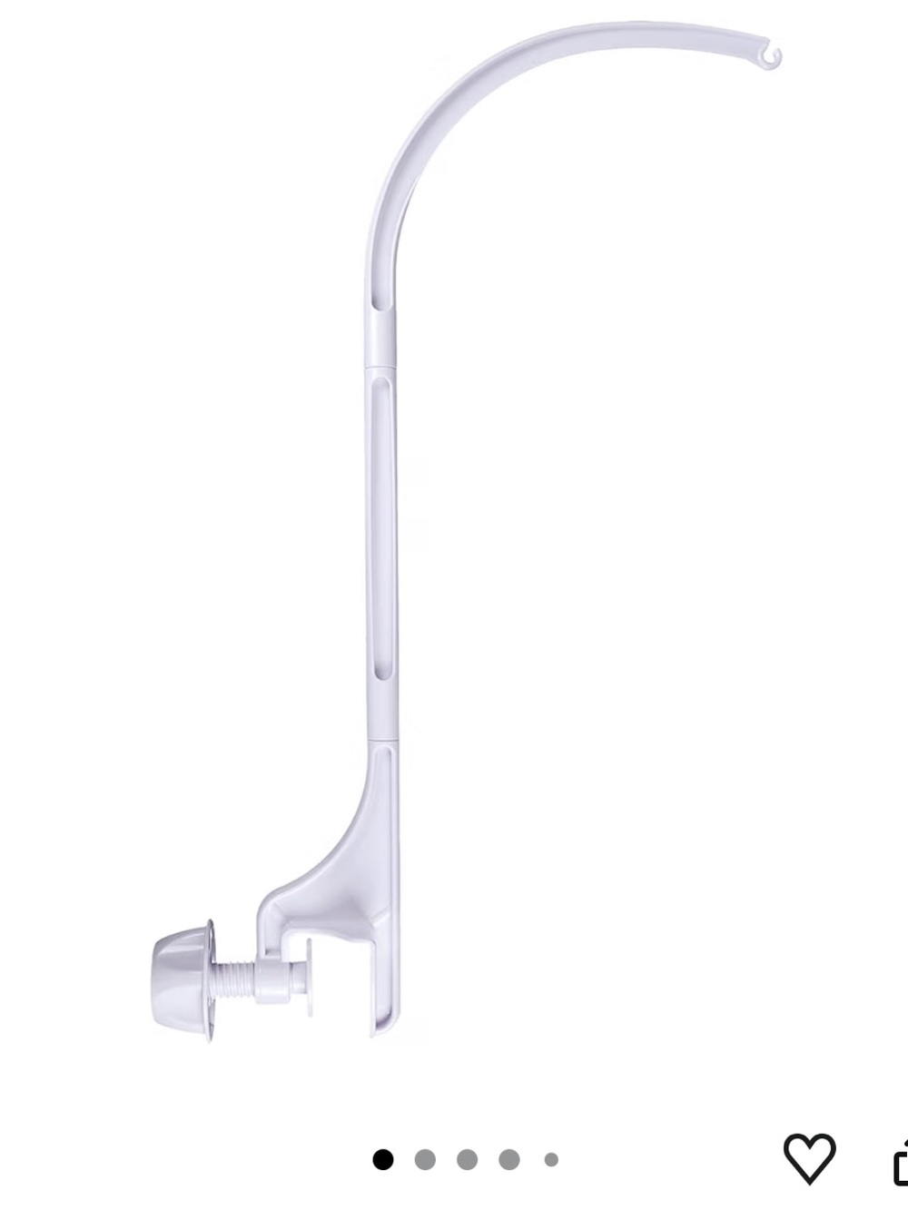 White Adjustable 24" Baby Crib Mobile Arm Holder
